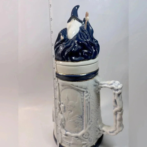 Epic Massive 14”h Viking, Dragon, Bone Handled Ceramic Stein w/ Wizard Lid 🤯👌 - Picture 4 of 15
